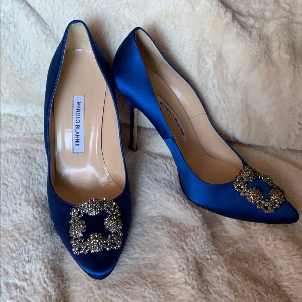 Manolo Blahnik Blue Satin